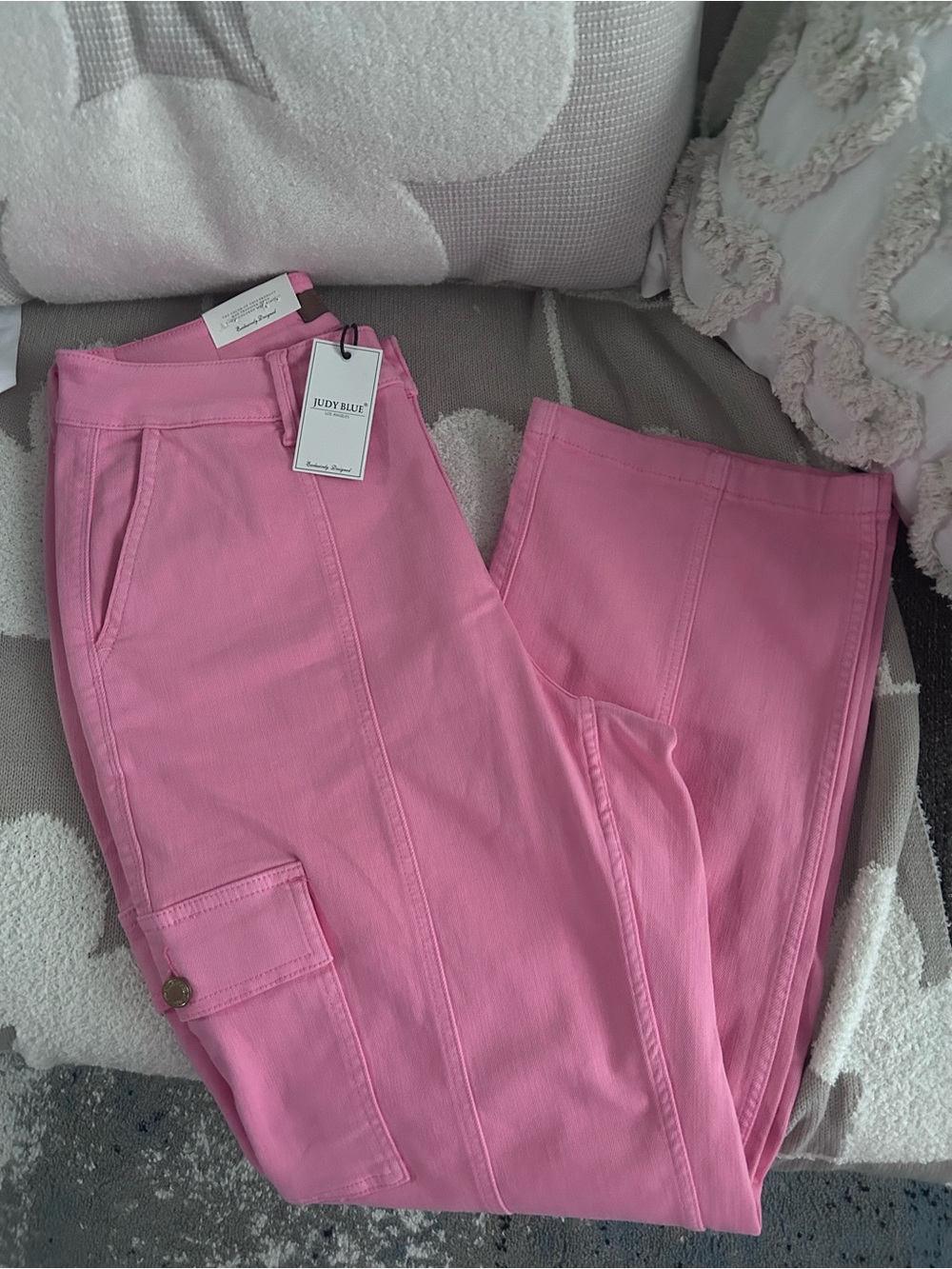 Judy Blue Pastel Pink Wide Leg Cargo Pants - Picture 7 of 7